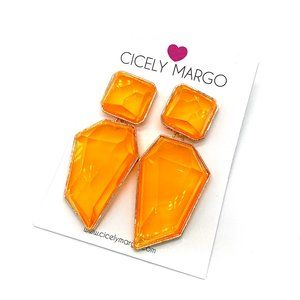 Candy Geo Statement Earrings Neon Orange